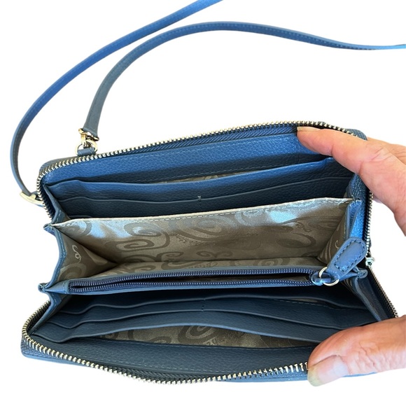 New w/o tags Brighton BLUEPRINT flower Wallet Crossbody w/ detachable st… - Picture 2 of 7